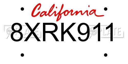 8XRK911 California License Plate
