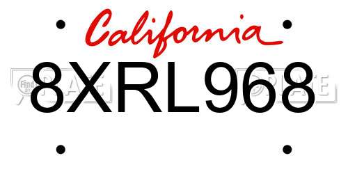 8XRL968 California License Plate