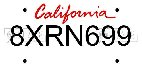 8XRN699 California License Plate