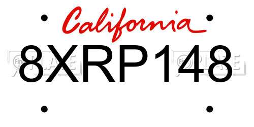 8XRP148 California License Plate