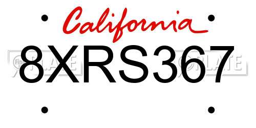 8XRS367 California License Plate