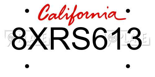 8XRS613 California License Plate