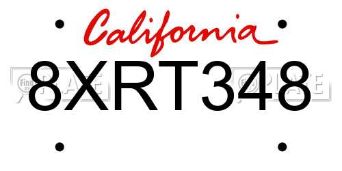 8XRT348 California License Plate