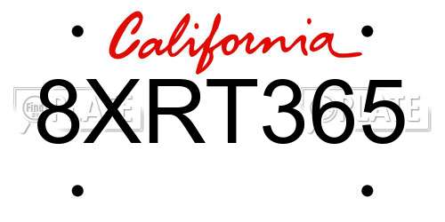 8XRT365 California License Plate