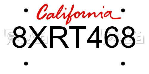 8XRT468 California License Plate