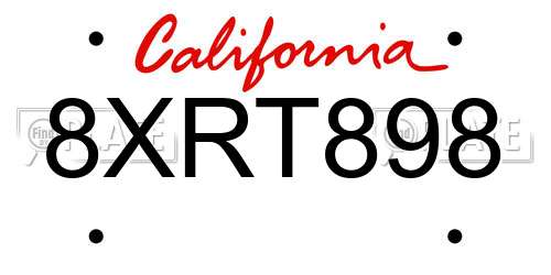 8XRT898 California License Plate