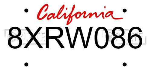 8XRW086 California License Plate