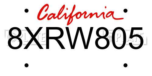 8XRW805 California License Plate