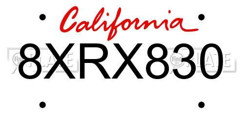 8XRX830 California License Plate