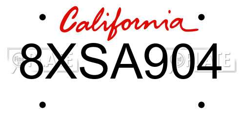 8XSA904 California License Plate