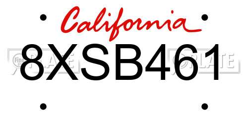 8XSB461 California License Plate