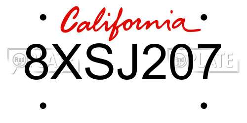 8XSJ207 California License Plate