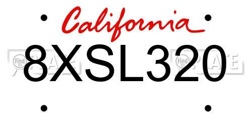 8XSL320 California License Plate