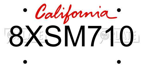 8XSM710 California License Plate