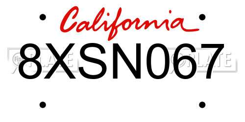 8XSN067 California License Plate