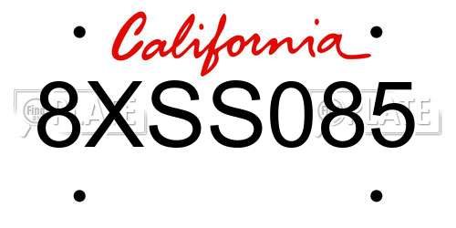 8XSS085 California License Plate