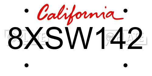 8XSW142 California License Plate