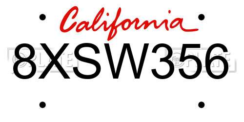 8XSW356 California License Plate