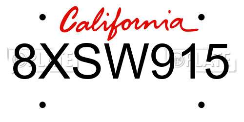 8XSW915 California License Plate
