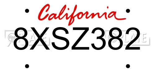 8XSZ382 California License Plate