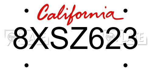 8XSZ623 California License Plate