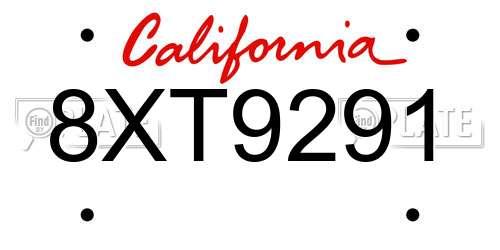 8XT9291 California License Plate