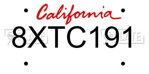 8XTC191 California License Plate