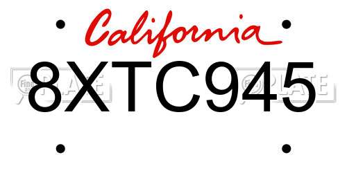 8XTC945 California License Plate