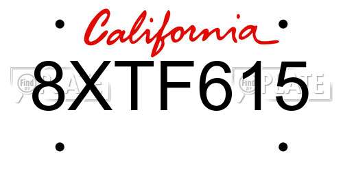 8XTF615 California License Plate