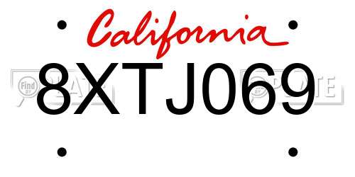 8XTJ069 California License Plate