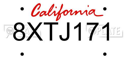 8XTJ171 California License Plate