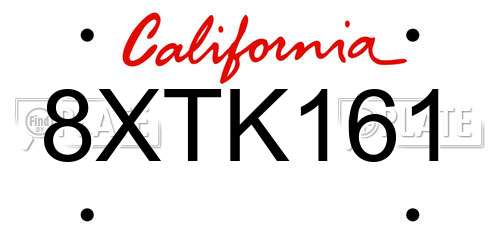 8XTK161 California License Plate