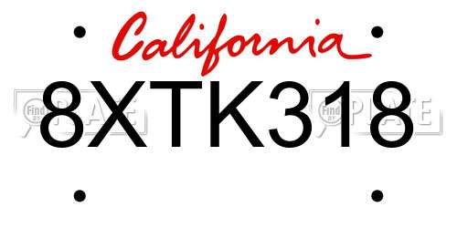8XTK318 California License Plate