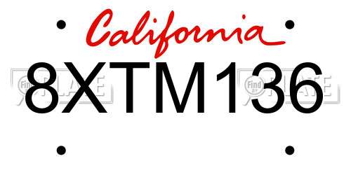 8XTM136 California License Plate