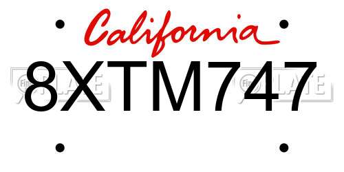 8XTM747 California License Plate