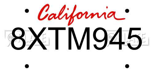 8XTM945 California License Plate