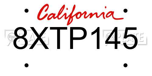 8XTP145 California License Plate