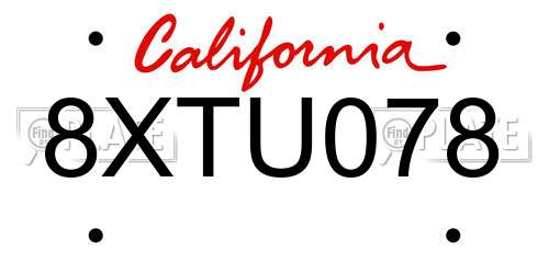 8XTU078 California License Plate