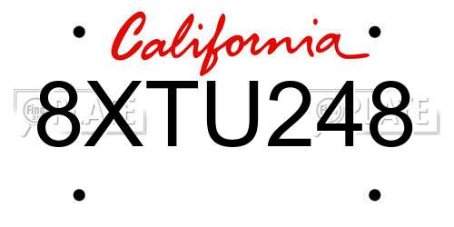 8XTU248 California License Plate