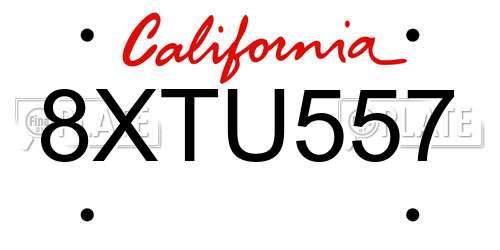 8XTU557 California License Plate