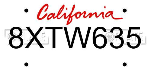 8XTW635 California License Plate