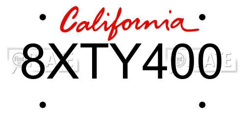 8XTY400 California License Plate