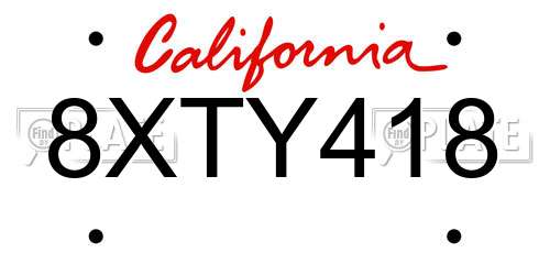 8XTY418 California License Plate