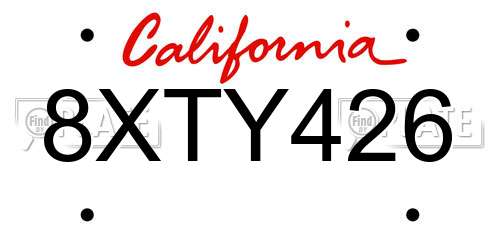 8XTY426 California License Plate
