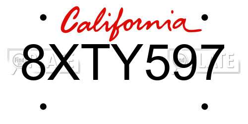 8XTY597 California License Plate