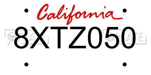 8XTZ050 California License Plate