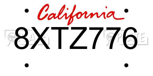 8XTZ776 California License Plate