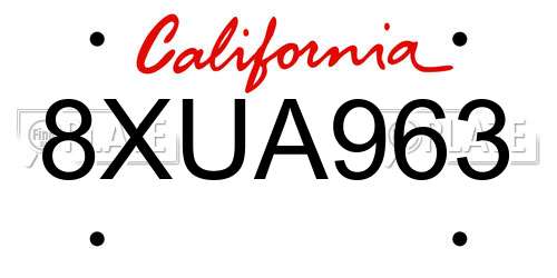 8XUA963 California License Plate