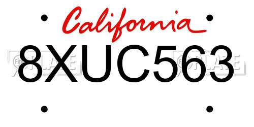 8XUC563 California License Plate