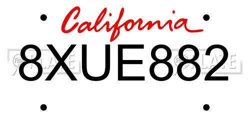 8XUE882 California License Plate